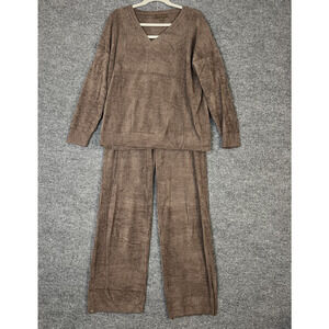 Barefoot Dreams Womens Cozy Chic Pullover Sweater And Wide Leg Pant Set Sz Large